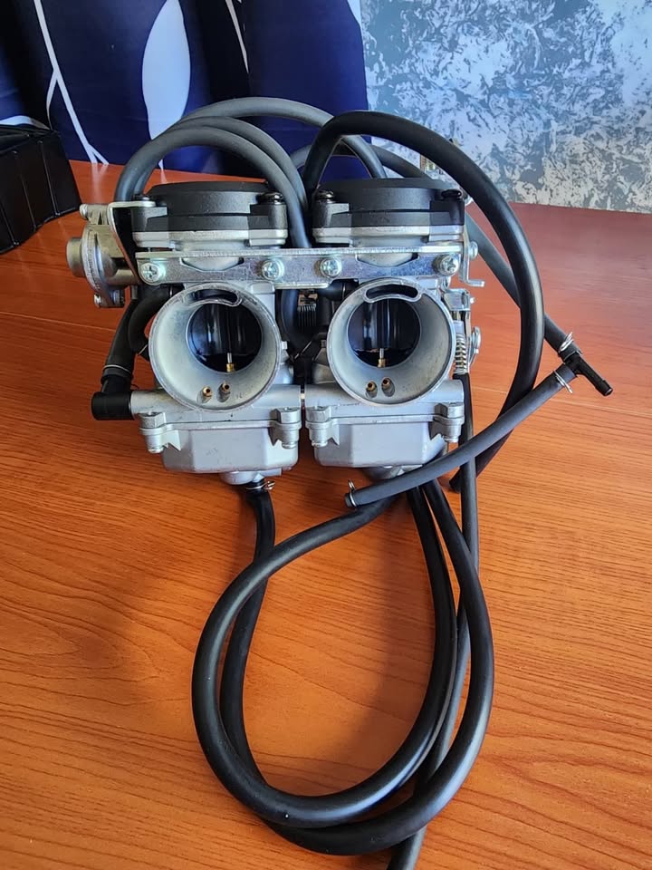 Aftermarket Dual Carburetor Assembly with Air Intake Barrels