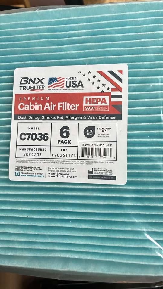 6-Pack BNX TruFilter Premium HEPA Cabin Air Filter - C7036