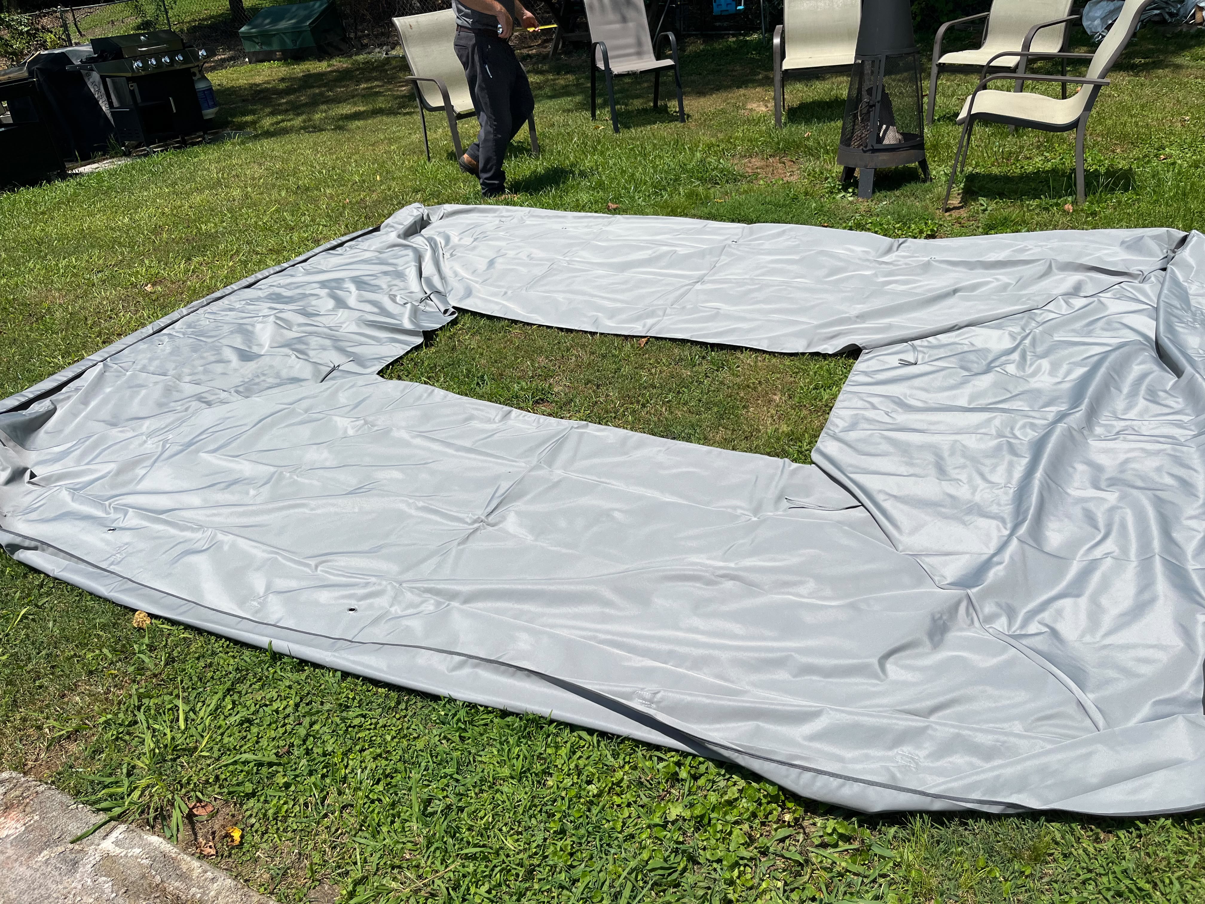 Cubierta de Toldo de Repuesto para Gazebo de Patio Exterior de 12x9 Pies de Doble Nivel