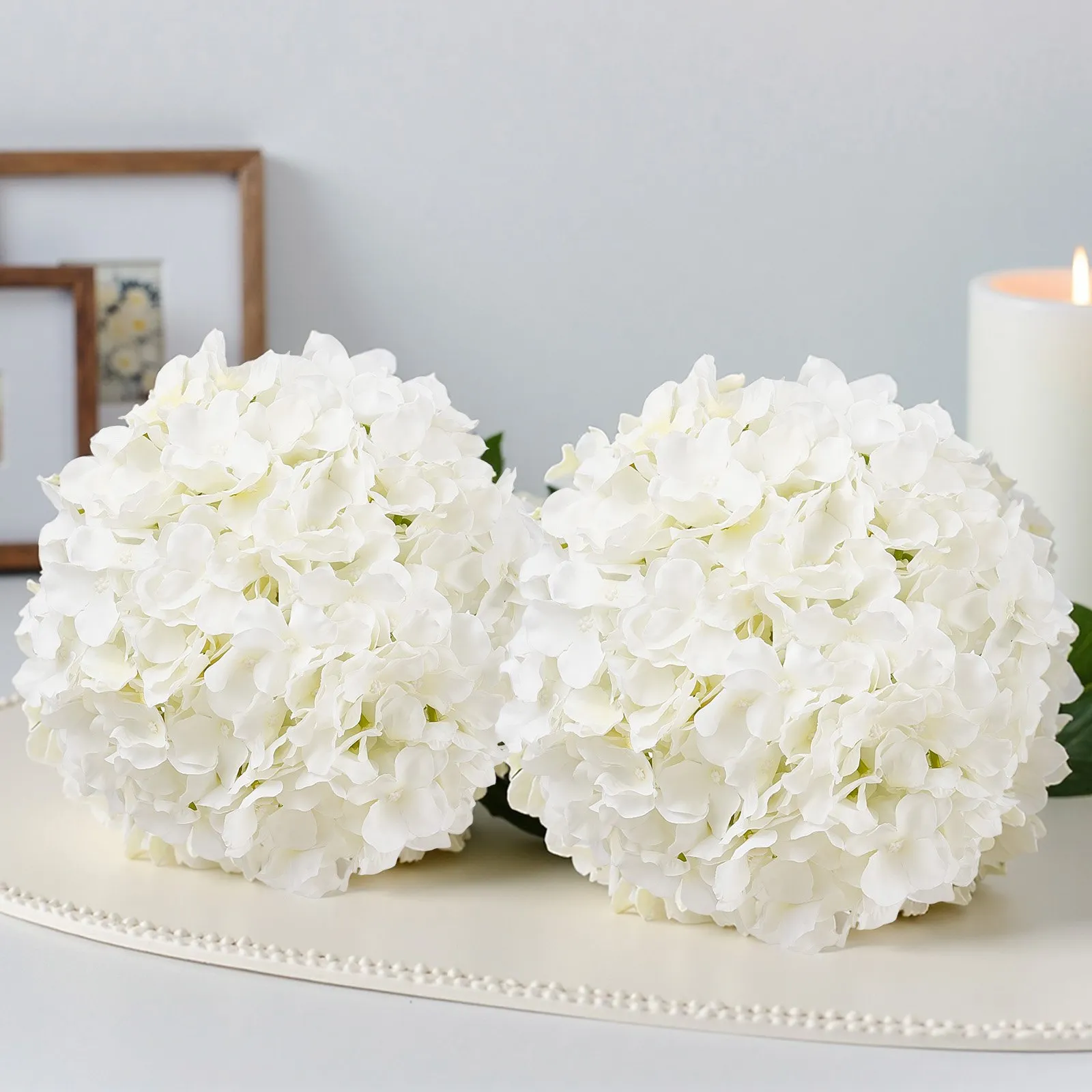 VEVOR 65 Pcs White Silk Artificial Hydrangeas Bulk - Real Looking Floral Stems