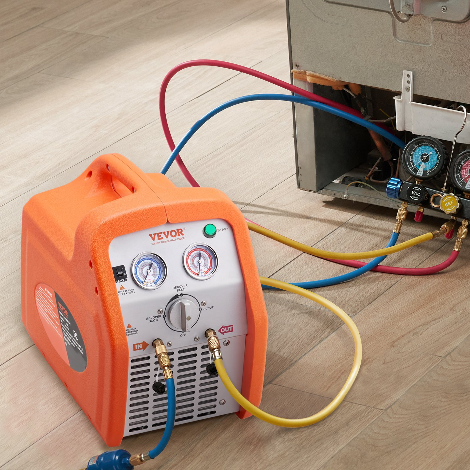 VEVOR RR500 1HP Dual Cylinder Refrigerant Recovery Machine