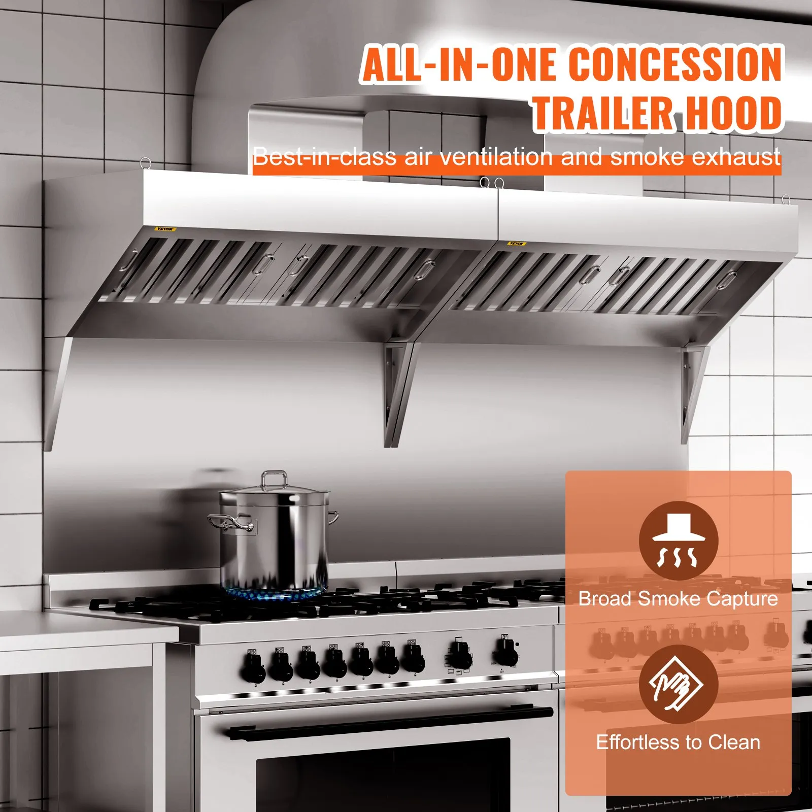 Campana Extractora Comercial VEVOR de 4 pies - Acero Inoxidable para Food Truck / Restaurante