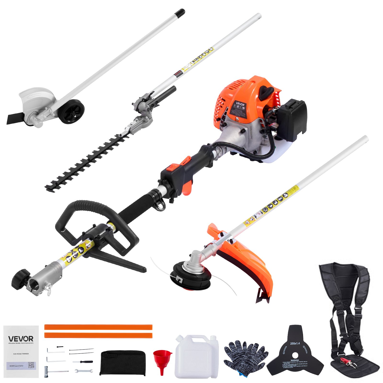 Herramienta de Jardín VEVOR Gas 4-en-1 - Nueva Podadora, Cortasetos y Bordeadora 26CC
