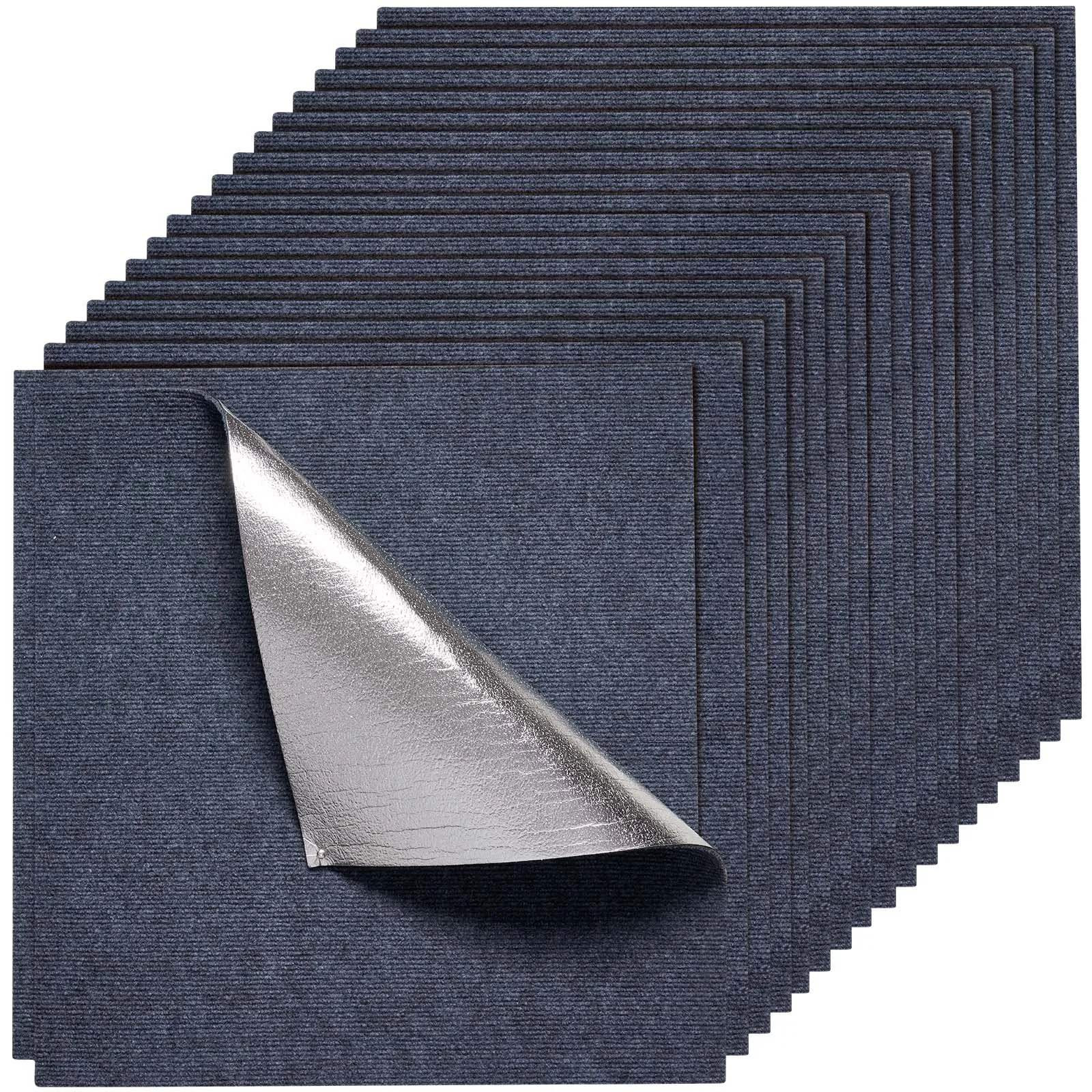 60sqf VEVOR 24"x24" Peel and Stick Carpet Tiles - 15 Pack Gray (Model SXP-TWDT-002)