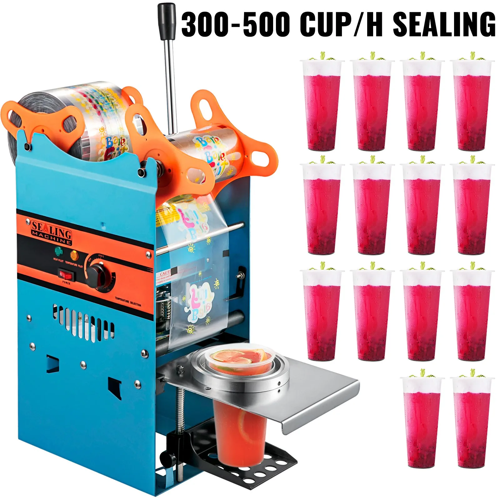 Manual Boba Tea Cup Sealer Machine (300-500 Cups/h)