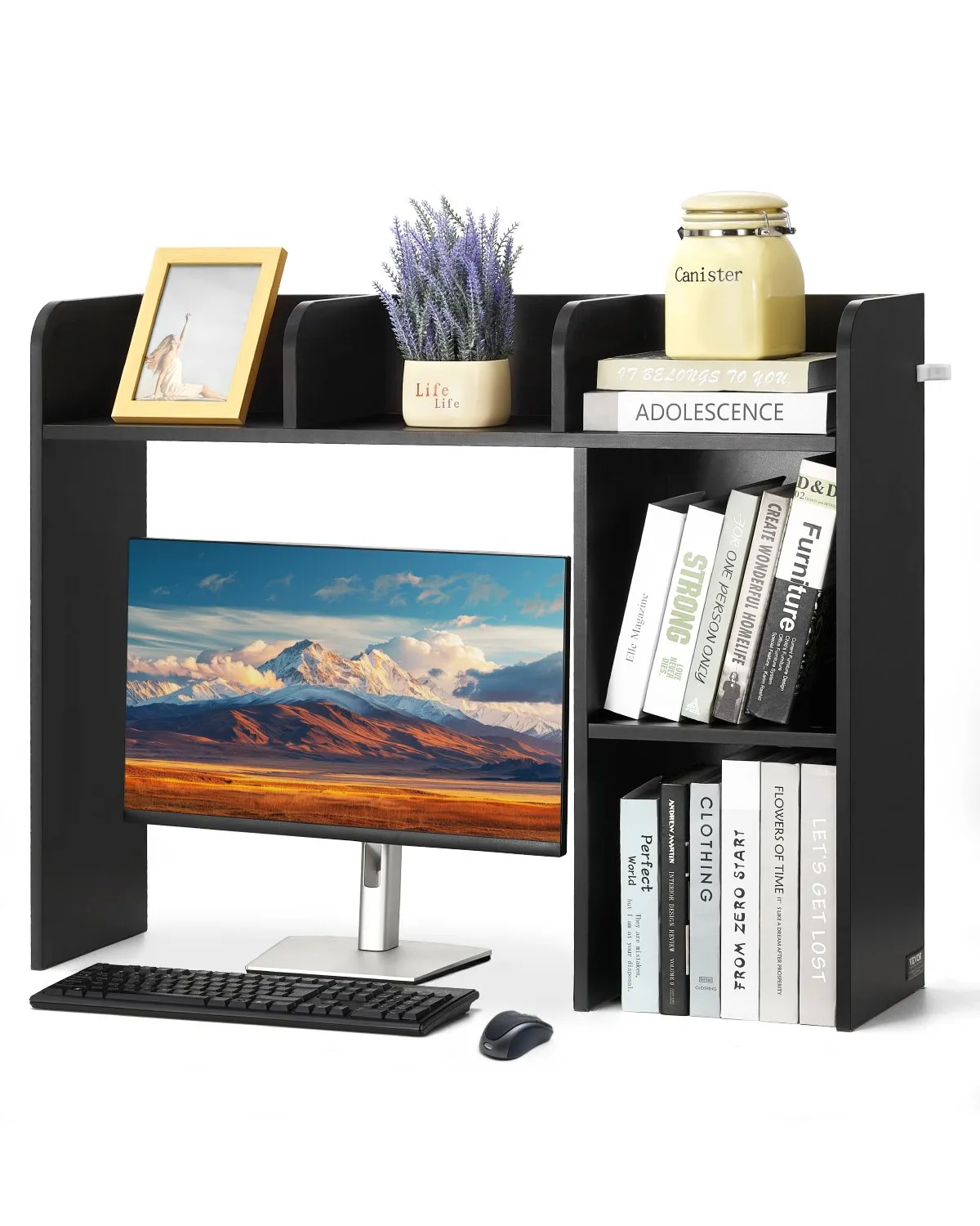 VEVOR 2-Tier Desktop Bookshelf Organizer Hutch - 37" Black