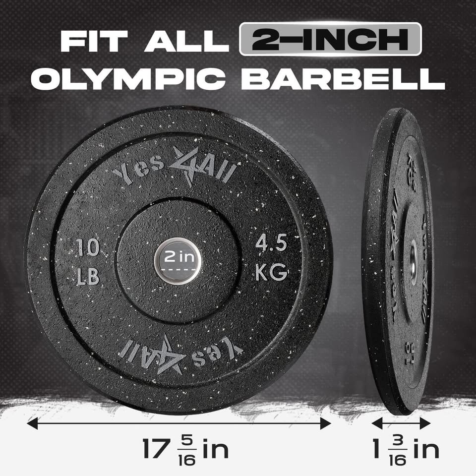 Discos Olímpicos de Goma Yes4All de 10 lbs (Entrada de 2 pulgadas)