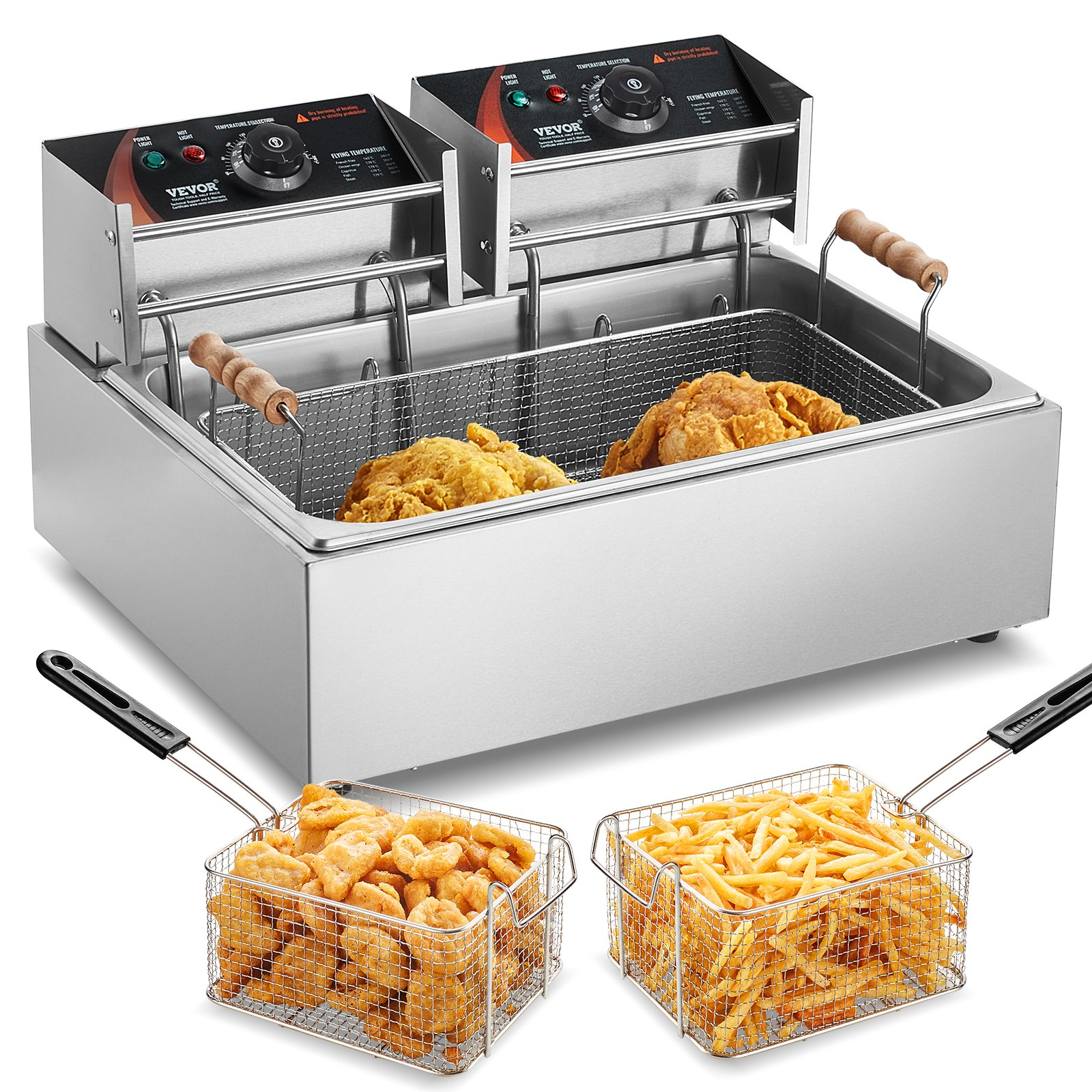 Freidora Eléctrica Comercial de Mesa 3000W - Nueva Tanque Acero Inoxidable 18Qt