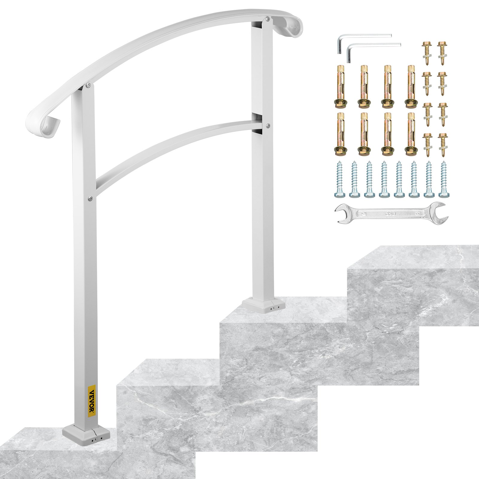 Pasamanos de Hierro Forjado de 3 Niveles - Nuevo Barandal para Escaleras Blanco Mate