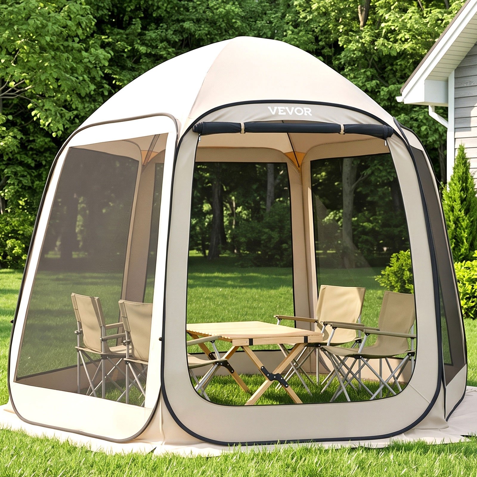 VEVOR Pop Up Screen House Tent 10x9.2 FT - 4-8 Person Canopy Shelter