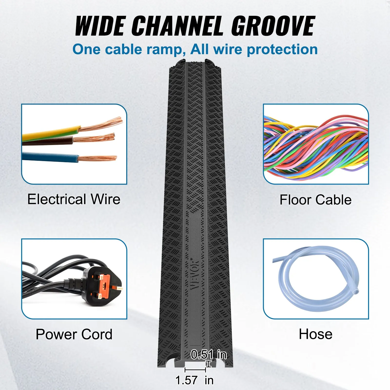 Rampa Protectora de Cables de Suelo VEVOR (1 Canal) - Nueva