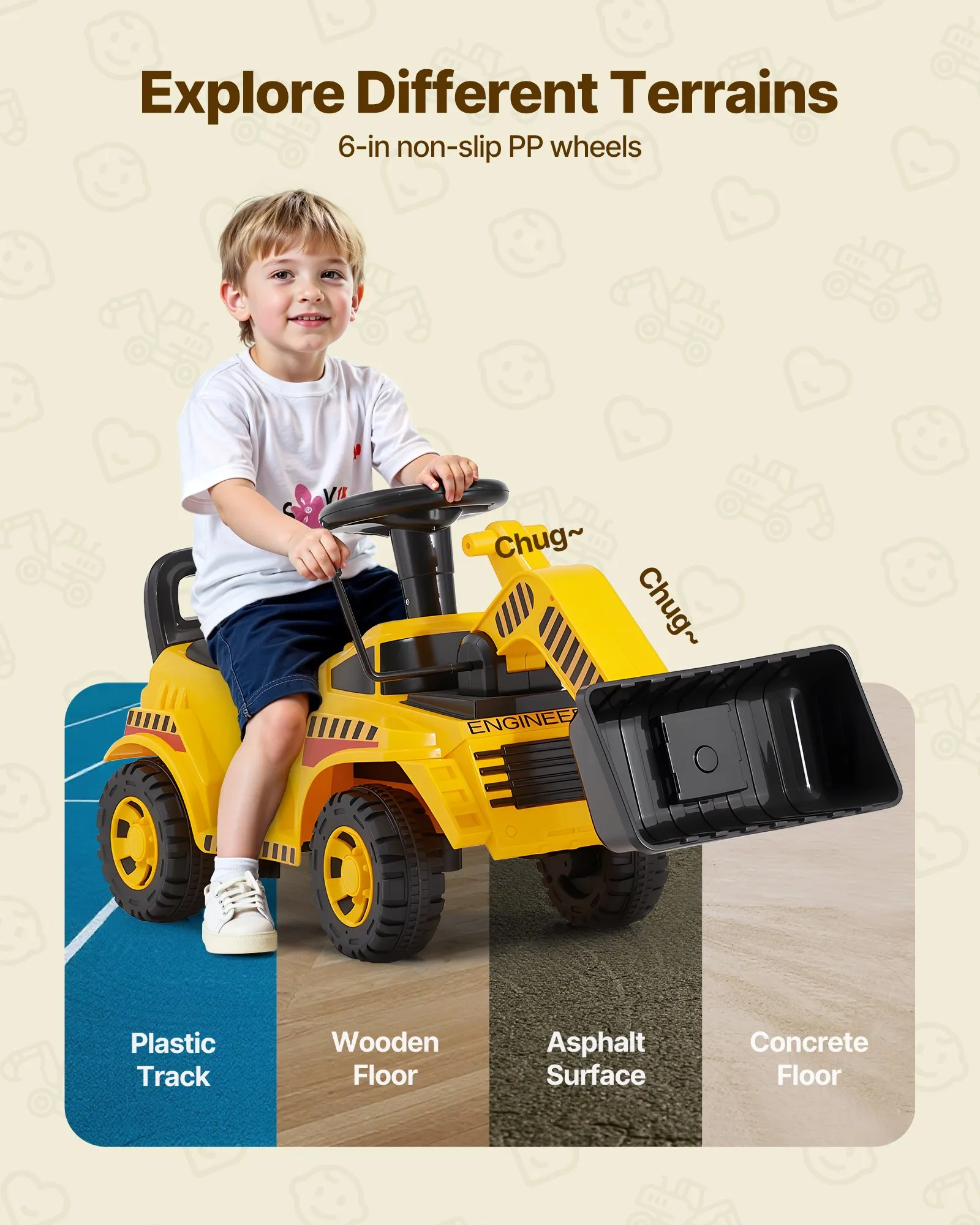 Ride On Toddler Car, Ride on Excavator Car for Toddler 19 to 36 Months, 55lbs capacity