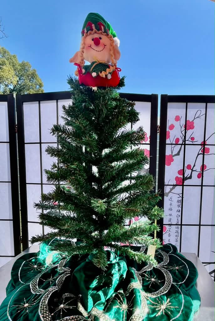 3ft tall Christmas Tree with Elf Topper