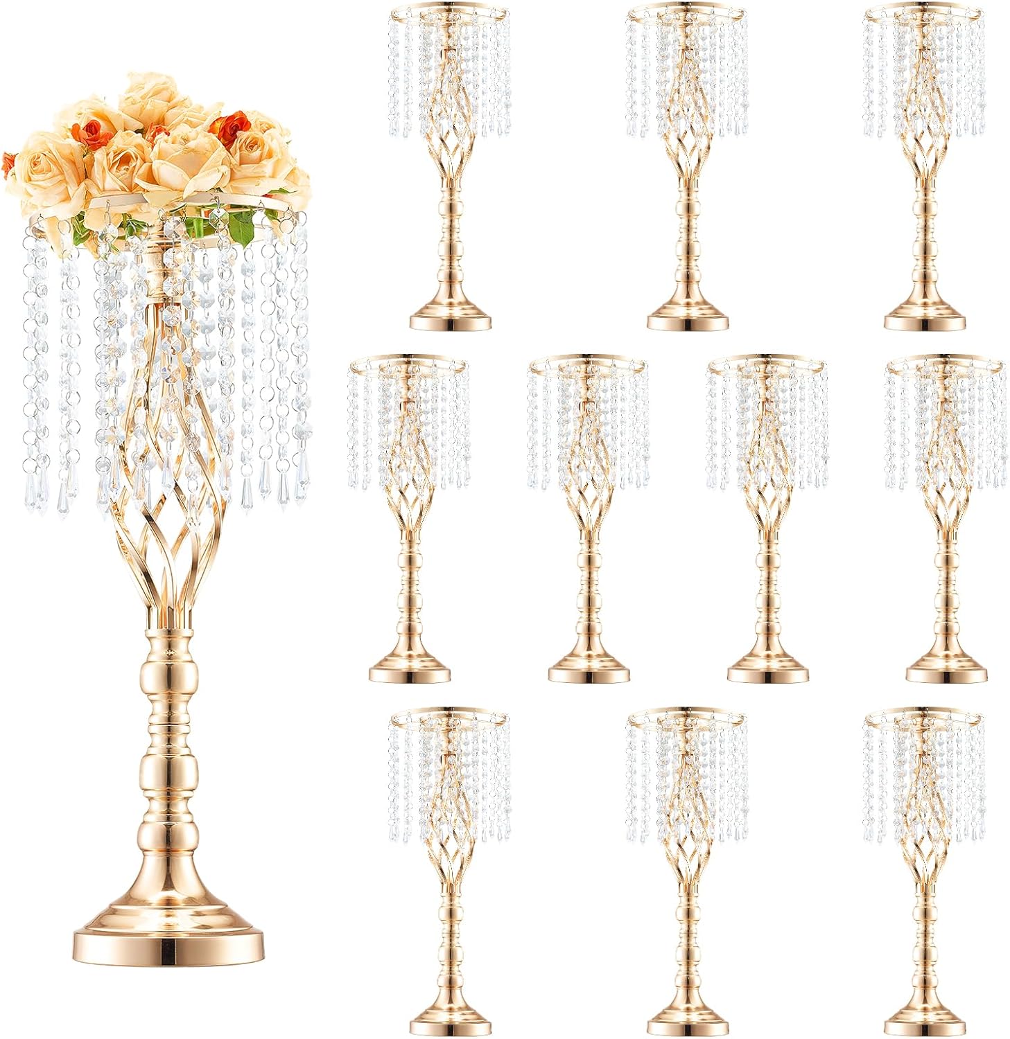 Juego de 10 Soportes de Flores de Cristal para Boda 21.65"