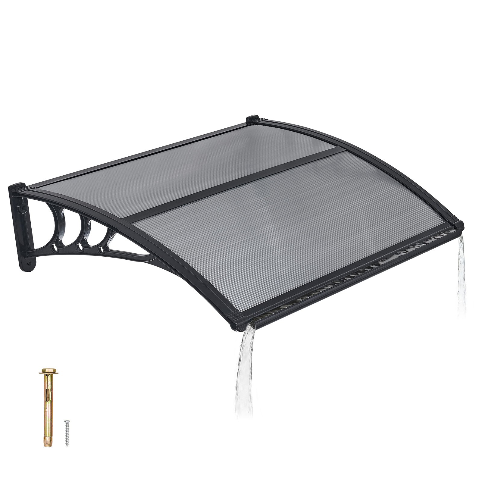 VEVOR 30" x 39" Door Awning Canopy - Smoke Gray Polycarbonate Window Shelter