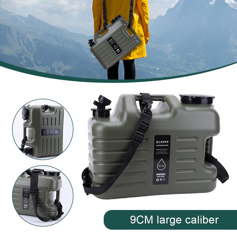 Heavy Duty 18.5L Camping Water Container with Spigot - Olive Green