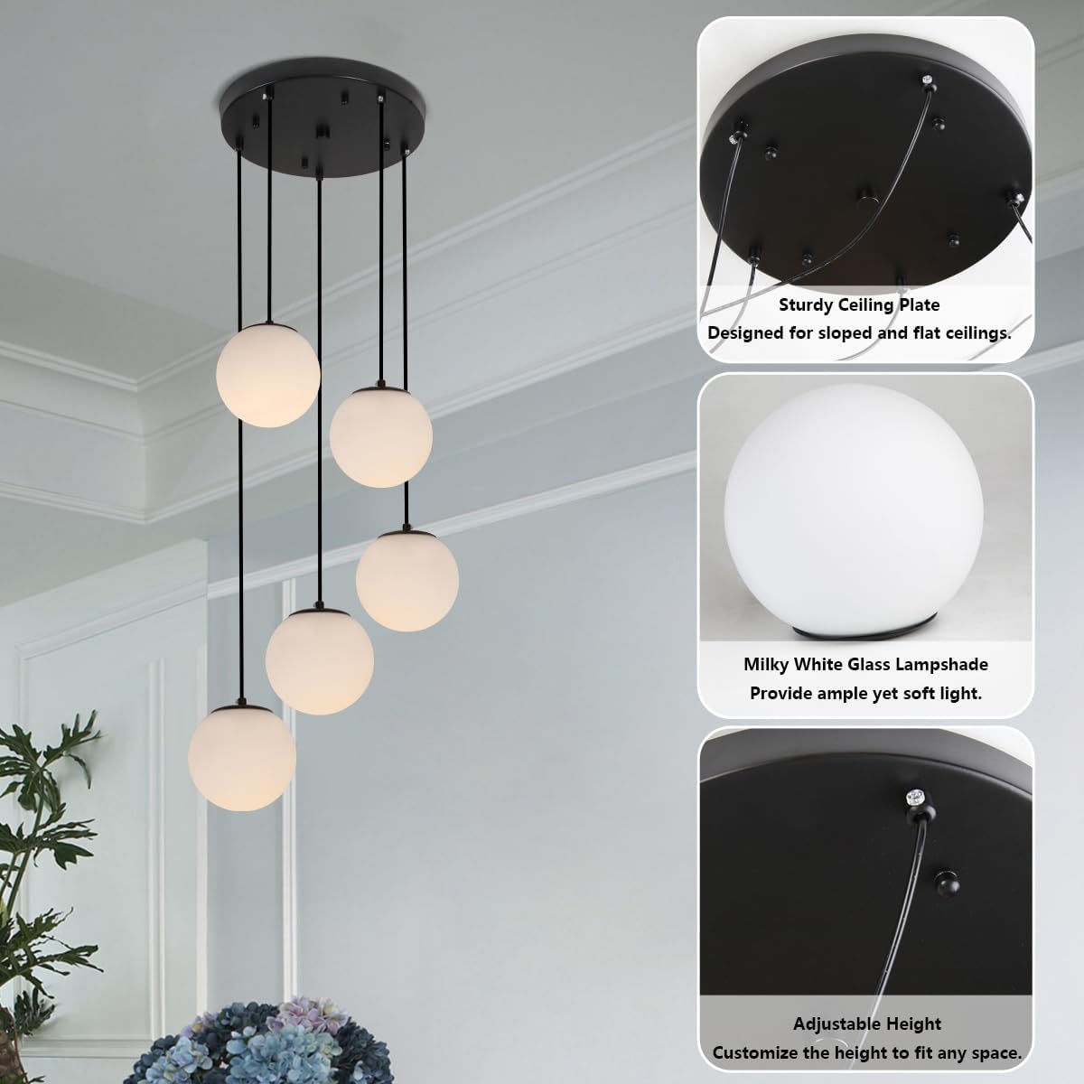5-Light Globe Cluster Chandelier - Modern Ceiling Pendant