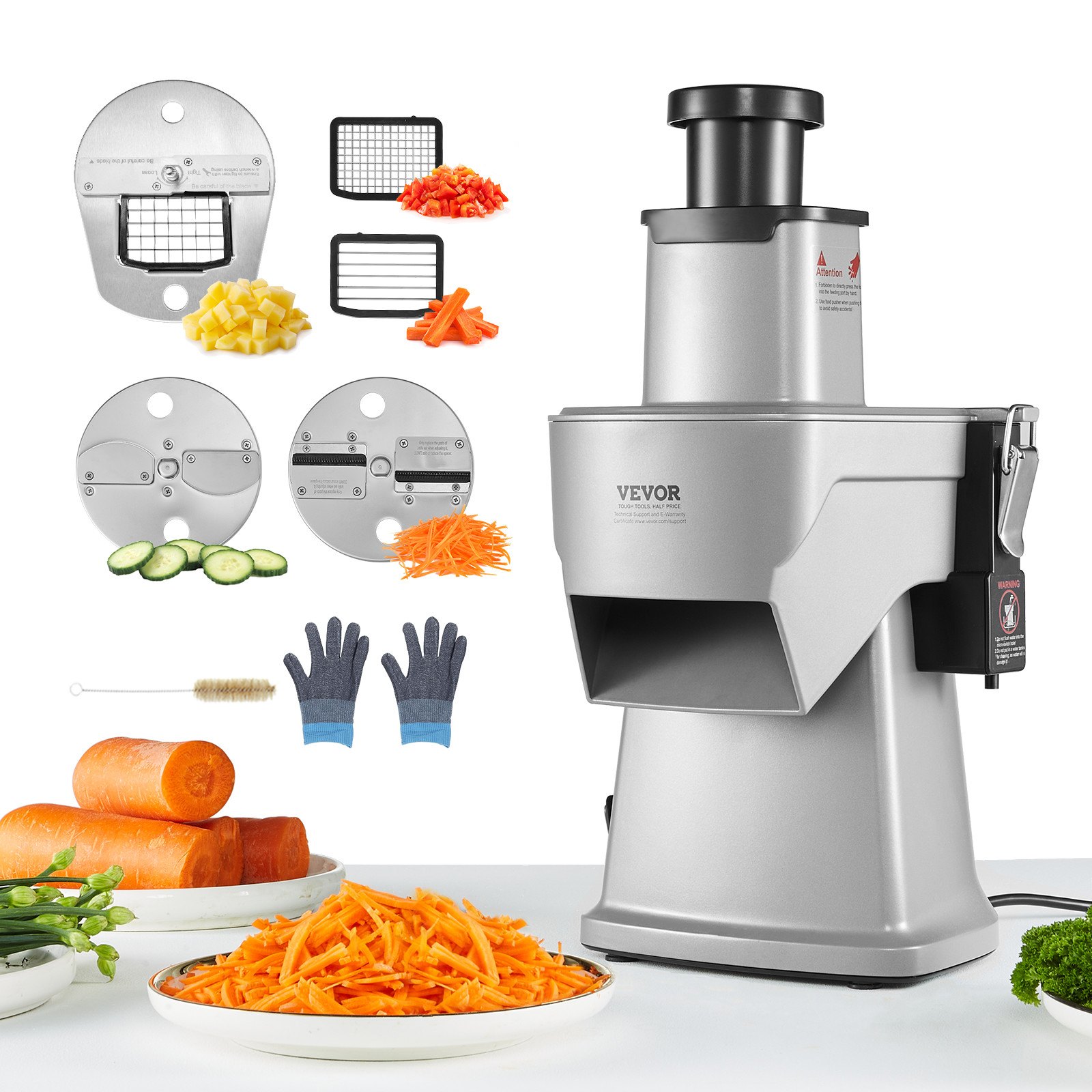 Cortadora de Verduras Eléctrica VEVOR 4 en 1 Procesador Comercial GJ817