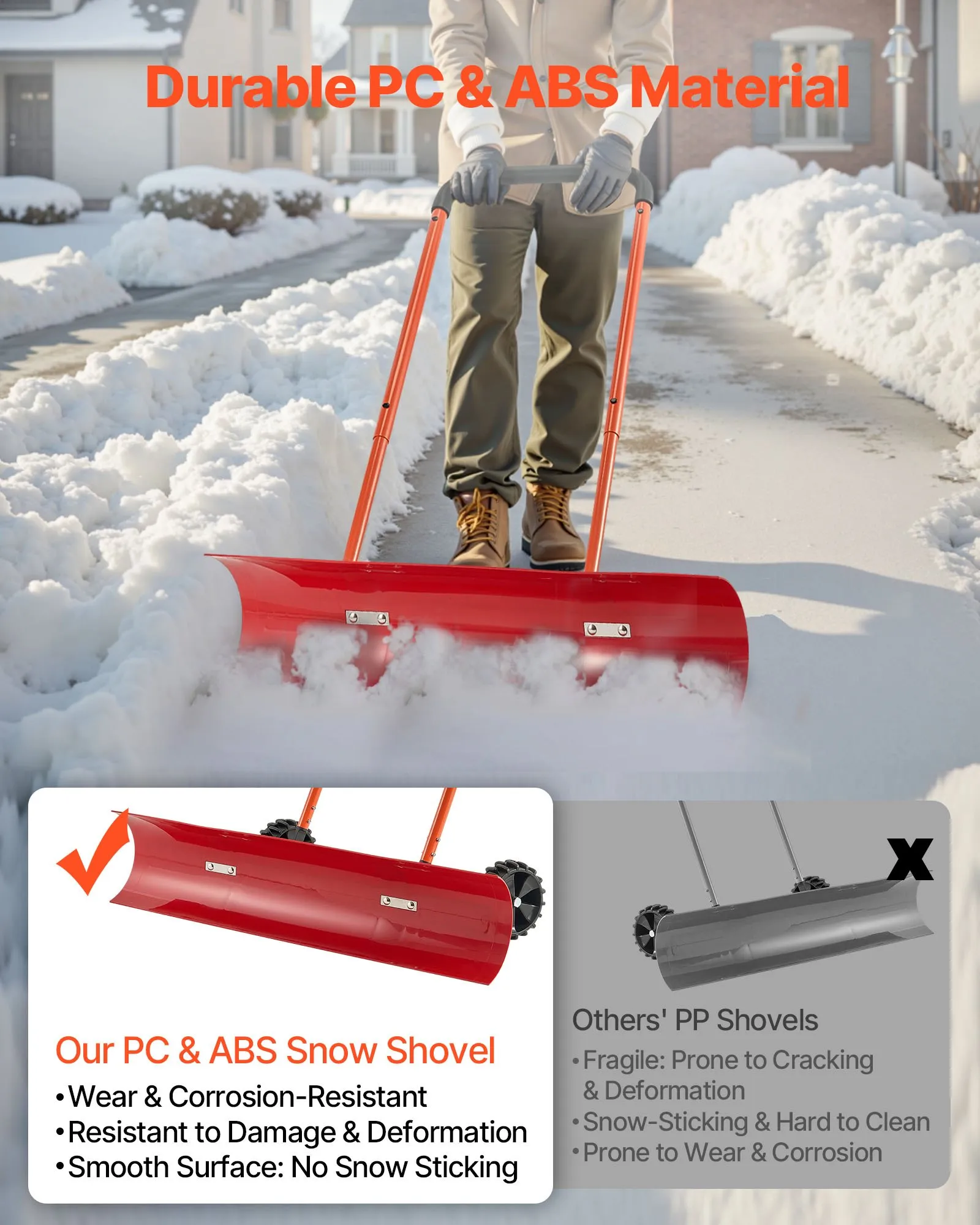 Pala Empujadora de Nieve con Ruedas VEVOR 38" - Extragrande Nueva