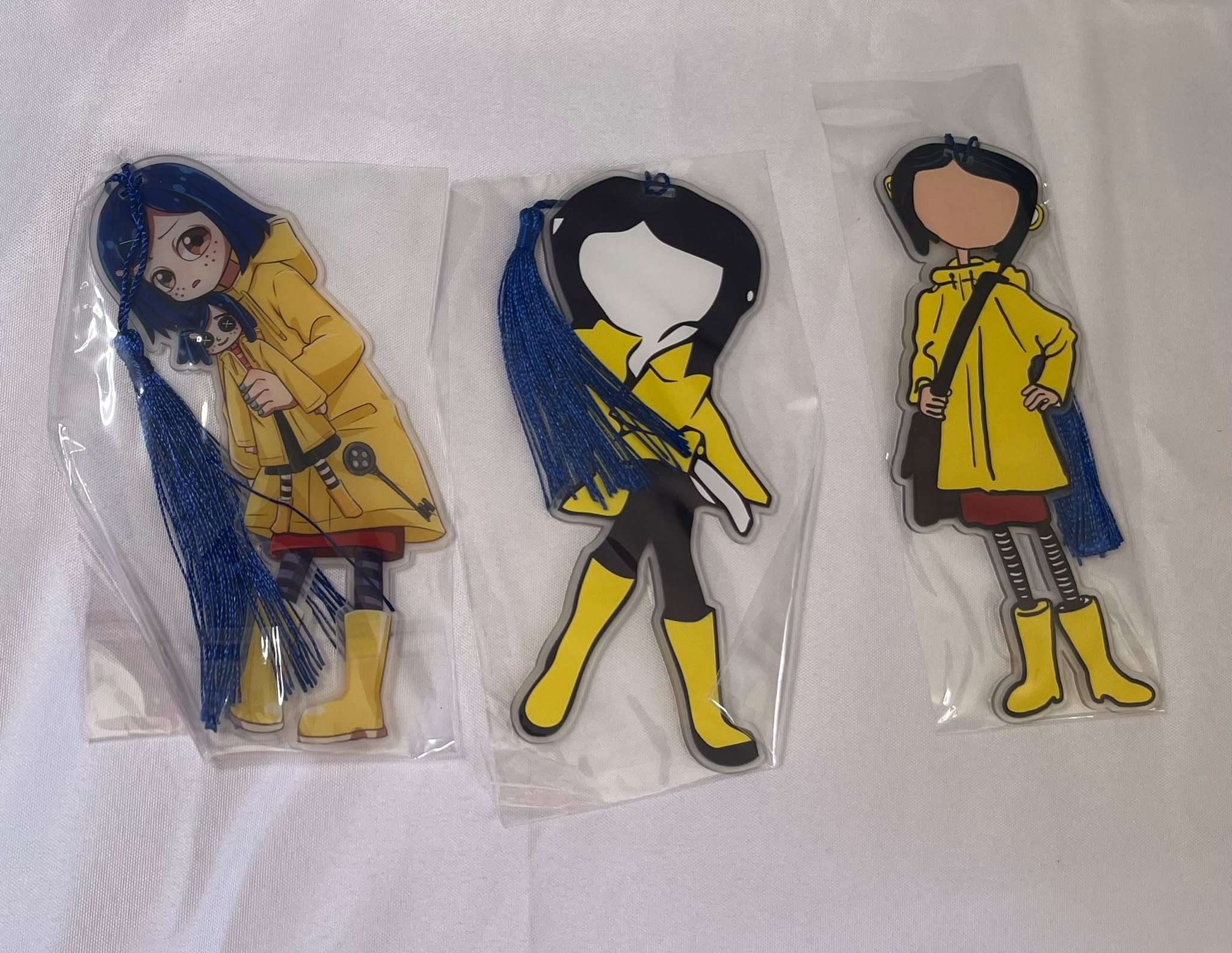 Cute Cartoon Yellow Raincoat Character Bookmarks with Tassels Pack of 3