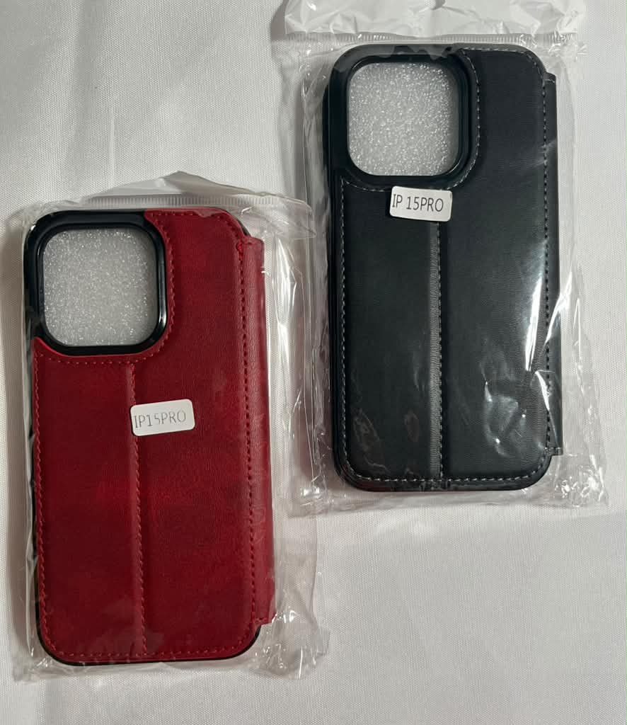 15 Pro - Paquete de 2 Fundas Tipo Billetera de Cuero PU con Cierre Magnético