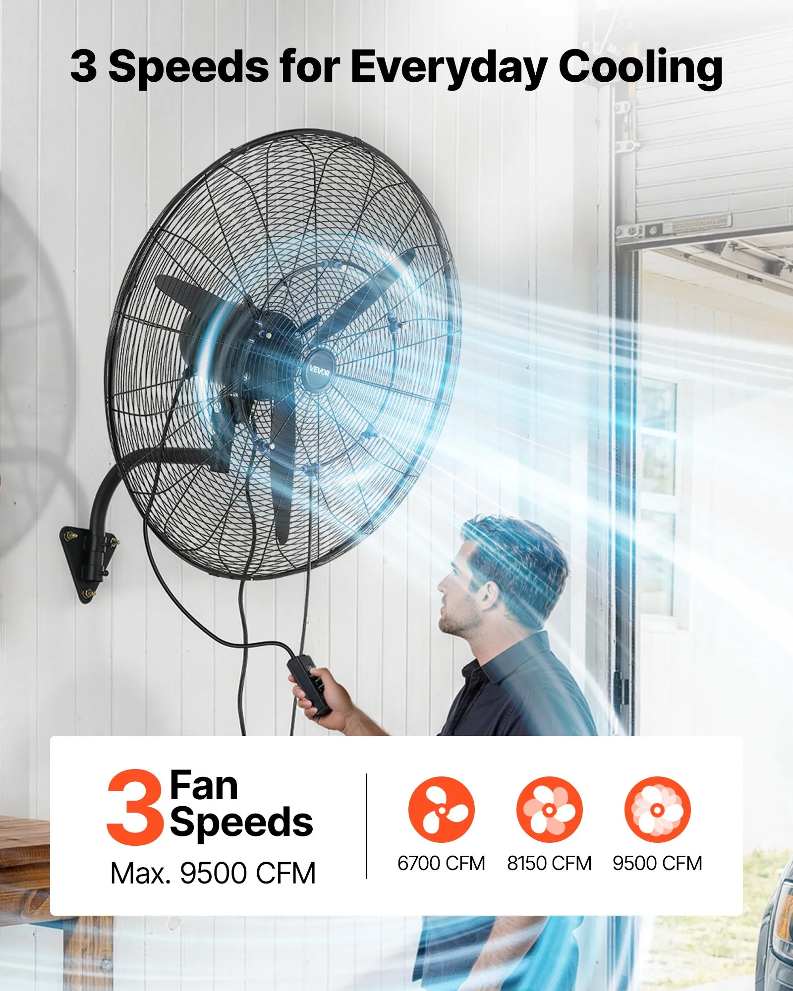 VEVOR 30" Industrial Wall Mount Fan - High Velocity Garage Shop