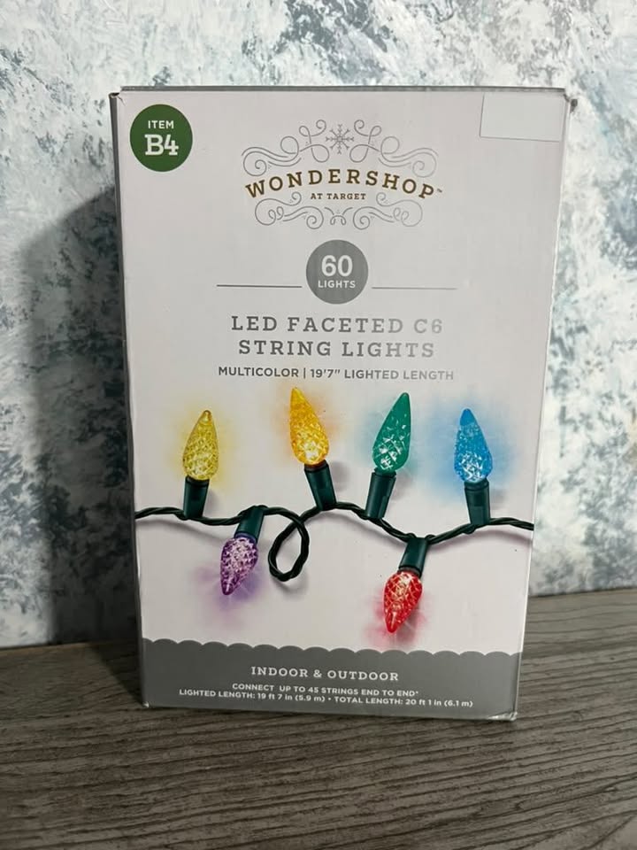 Wondershop 60ct LED Faceted C6 Multicolor Christmas String Lights - 19.7ft (New)