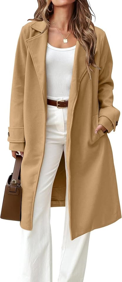 Abrigo Gabardina Corta Color Camel para Mujer - Talla L (Nuevo)